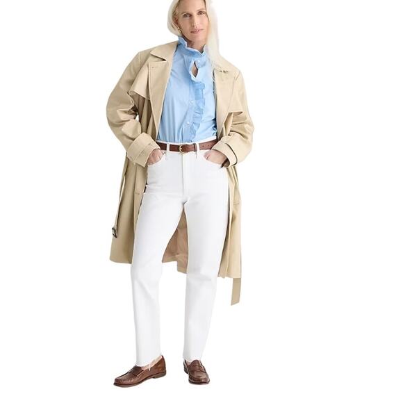 J.CREW Slim Boyfriend Jean White Cotton Blend Stretch Pockets Zip Size 35 NEW - Picture 1 of 4